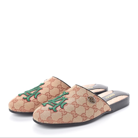 Gucci Shoes - GUCCI GG Monogram Womens LA Dodgers Mule Slides Beige Ruggine